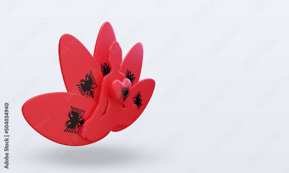 3d International yoga day Albania flag rendering left view 3d International yoga day Albania flag rendering left view