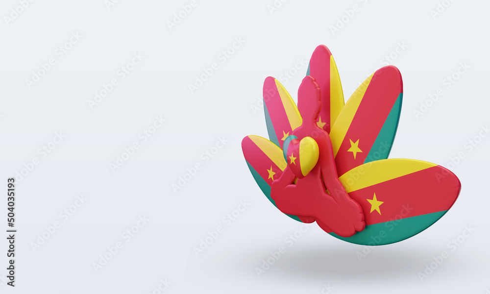 3d International yoga day Cameroon flag rendering right view