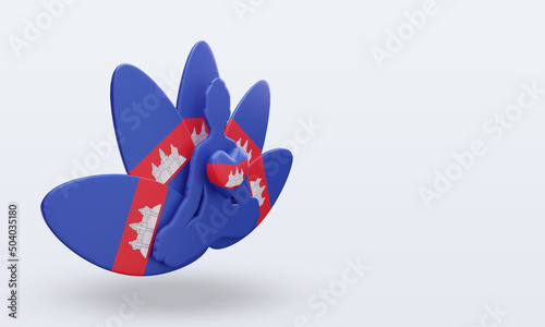 3d International yoga day Cambodia flag rendering left view