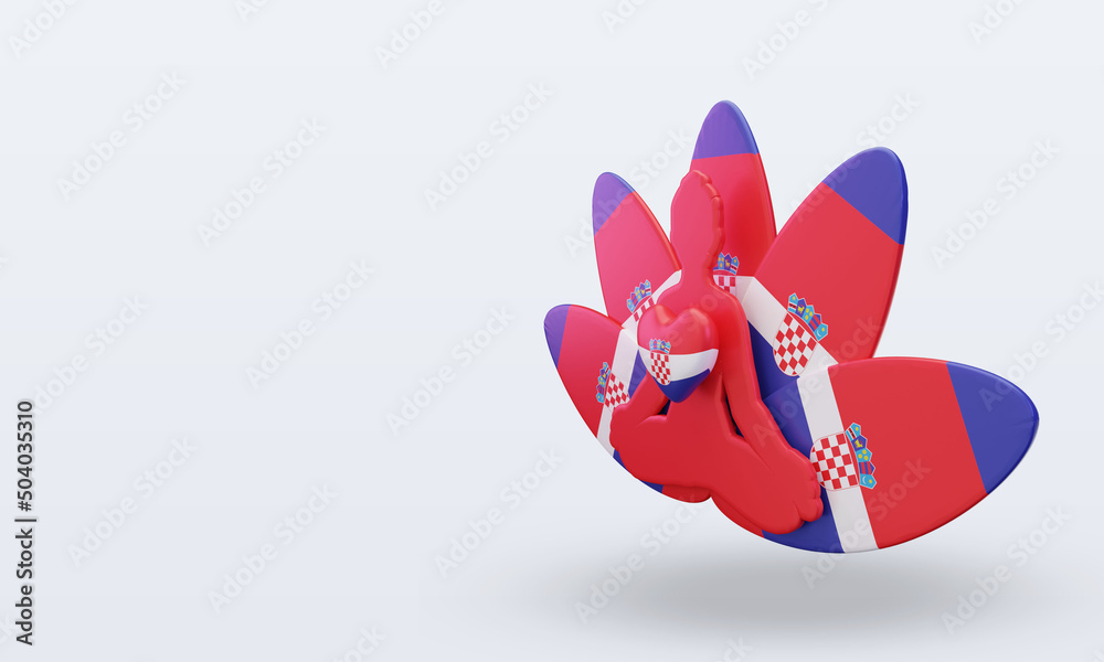3d International yoga day Croatia flag rendering right view 3d International yoga day Croatia flag rendering right view