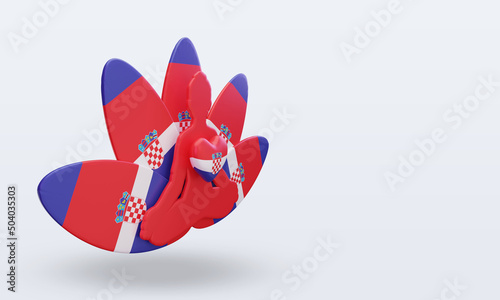 3d International yoga day Croatia flag rendering left view