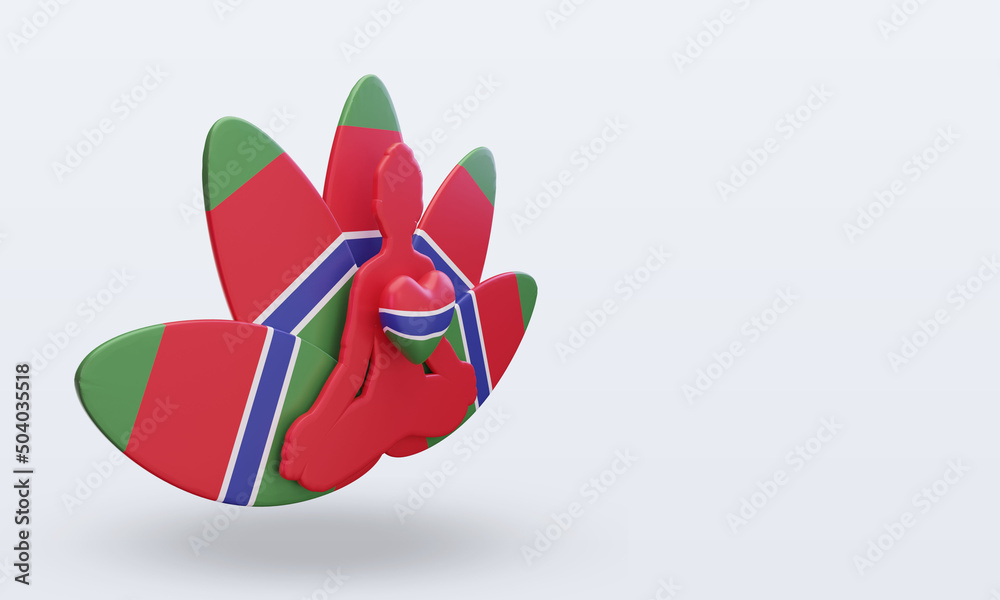 3d International yoga day Gambia flag rendering left view 3d International yoga day Gambia flag rendering left view