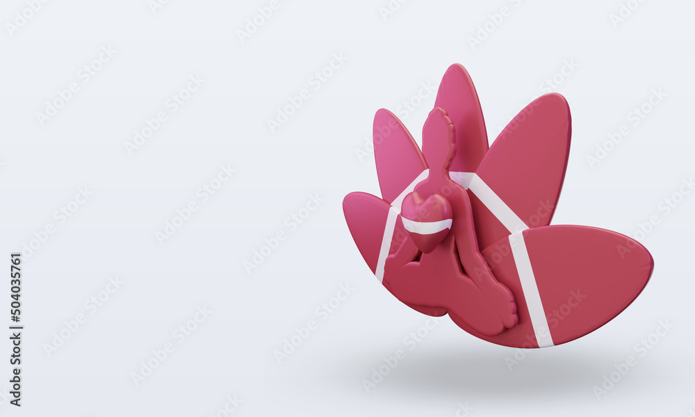 3d International yoga day Latvia flag rendering right view 3d International yoga day Latvia flag rendering right view