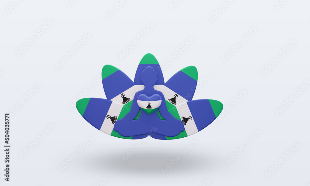 3d International yoga day Lesotho flag rendering front view 3d International yoga day Lesotho flag rendering front view