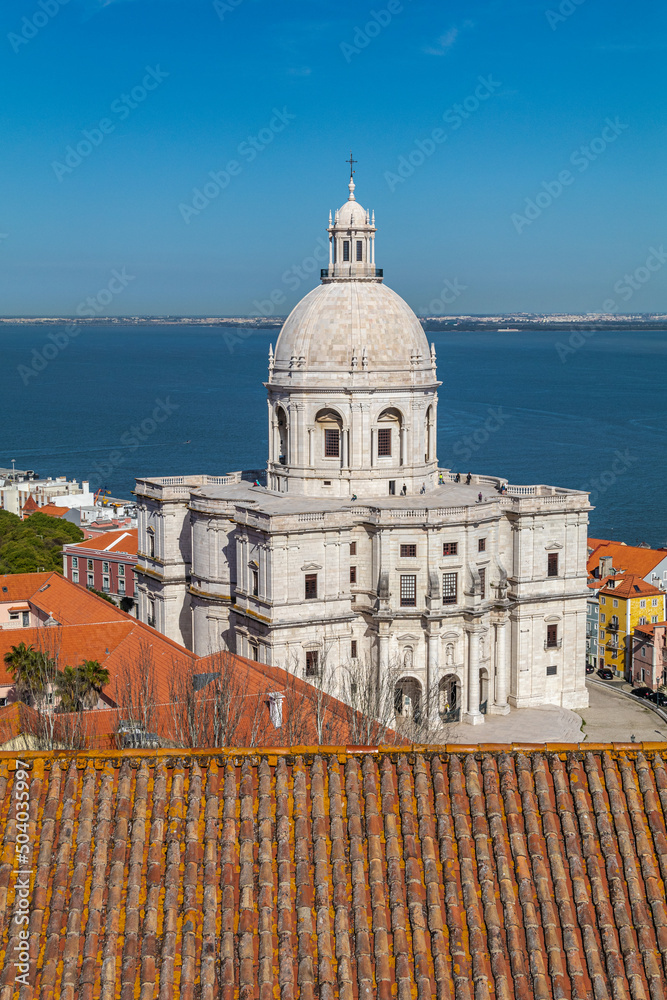 View of the city of Lisbon and its historic and traditional architecture. Portugal.