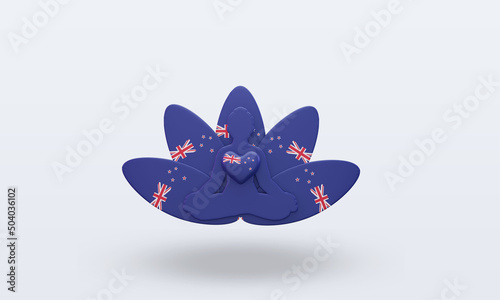 3d International yoga day New Zealand flag rendering front view