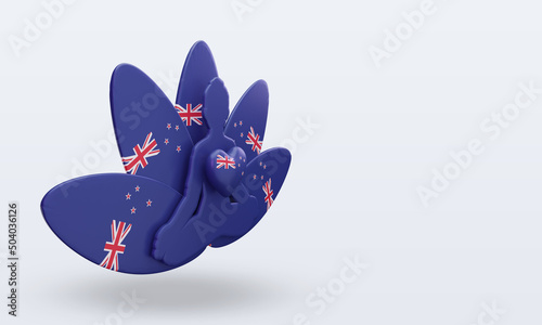 3d International yoga day New Zealand flag rendering left view