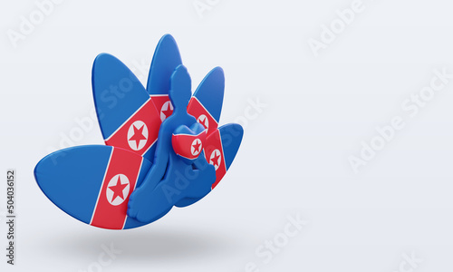 3d International yoga day North Korea flag rendering left view