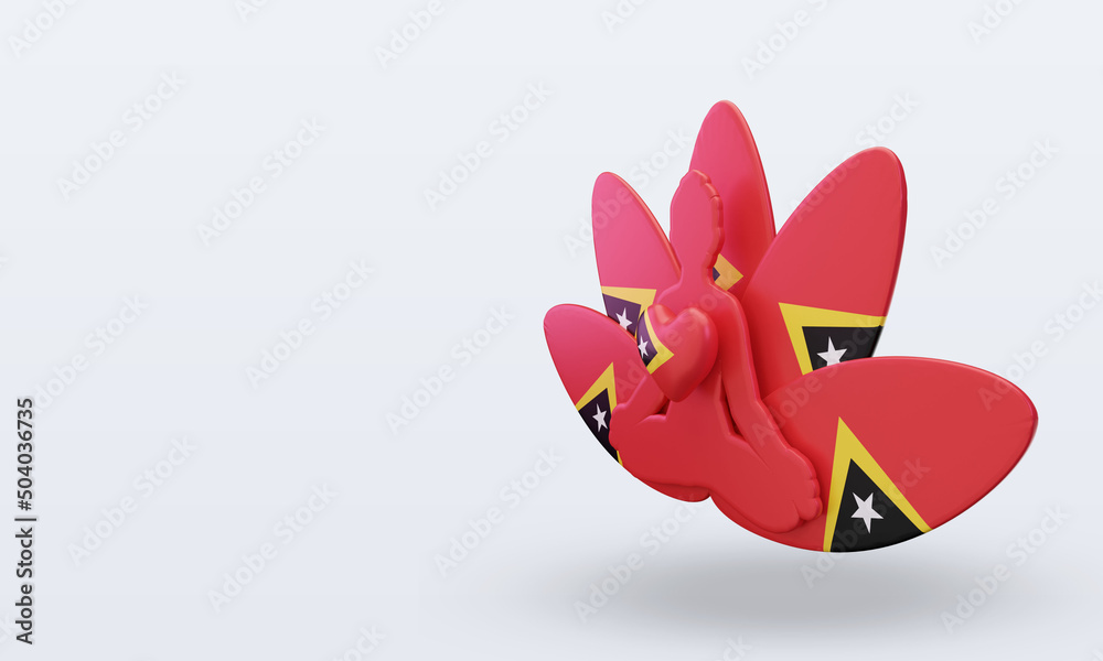 3d International yoga day Timor Leste flag rendering right view 3d International yoga day Timor Leste flag rendering right view
