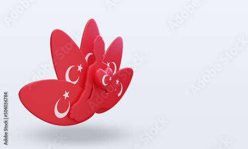 3d International yoga day Turkey flag rendering left view