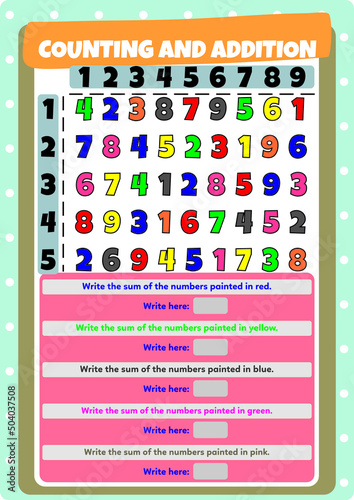 Math operations for kindergarten, preschool and primary school.