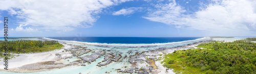 Aerial view of Reef island, Rangiroa, French Polynesia photo