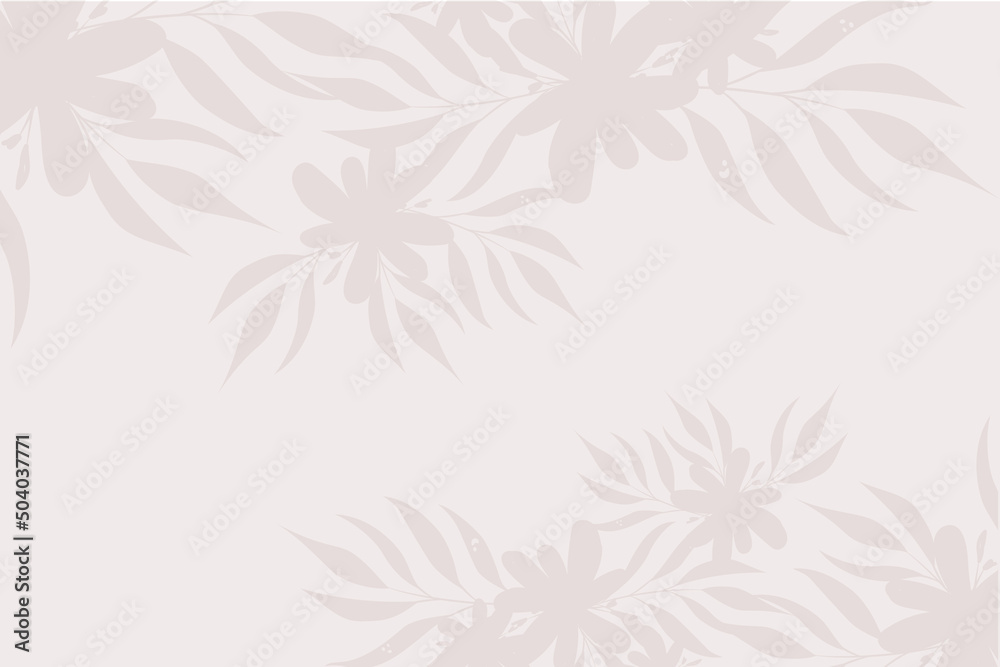Background in the shape of a shadow of tropical flowers. Natural floral silhouette
