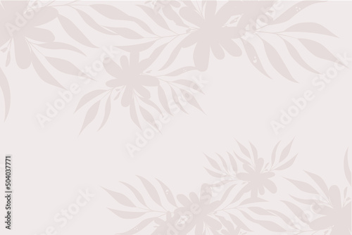 Background in the shape of a shadow of tropical flowers. Natural floral silhouette