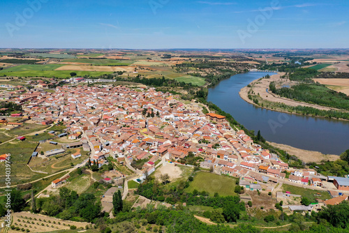 Aerial view of Castronuño, Valladolid, Spain photo