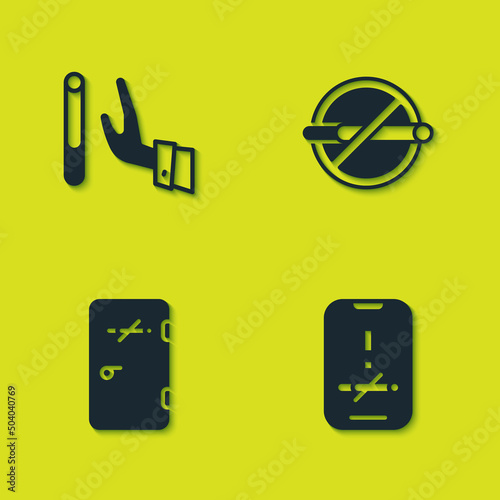Set Giving up cigarette, No smoking, area and icon. Vector