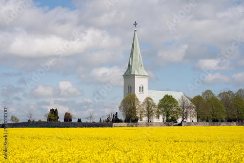 Sodra Akarps church (Södra Åkarps kyrka) is built 1888 and located in Vellinge, Sweden. Selective focus. photo