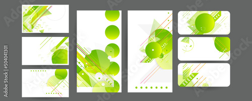 Green Poster colors design painting contemporary templates set invitations to lines abstract background for cover texture brochure. Vector eps10 stock