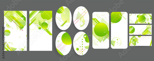 Green Poster colors design painting contemporary templates set invitations to lines abstract background for cover texture brochure. Vector eps10 stock