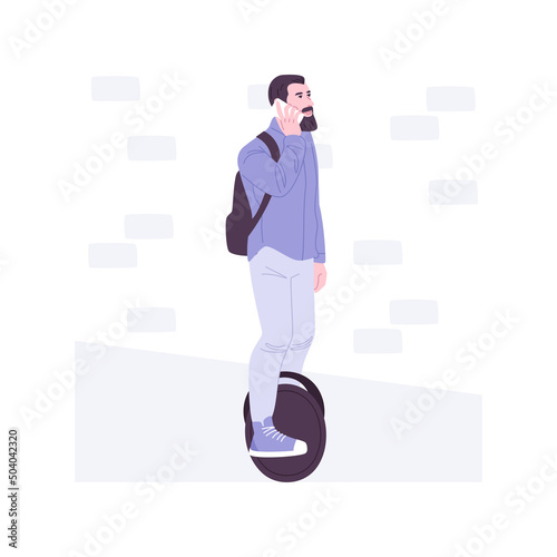 Electric unicycle isolated cartoon vector illustrations.
