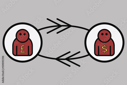 Pound to dollar trade exchange currency profile diagram vector