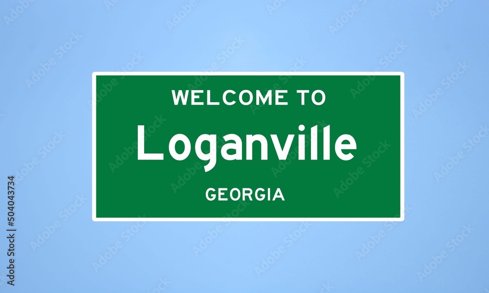 Loganville, Georgia city limit sign. Town sign from the USA.