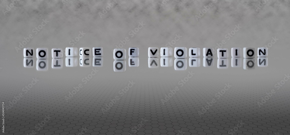 notice of violation word or concept represented by black and white ...