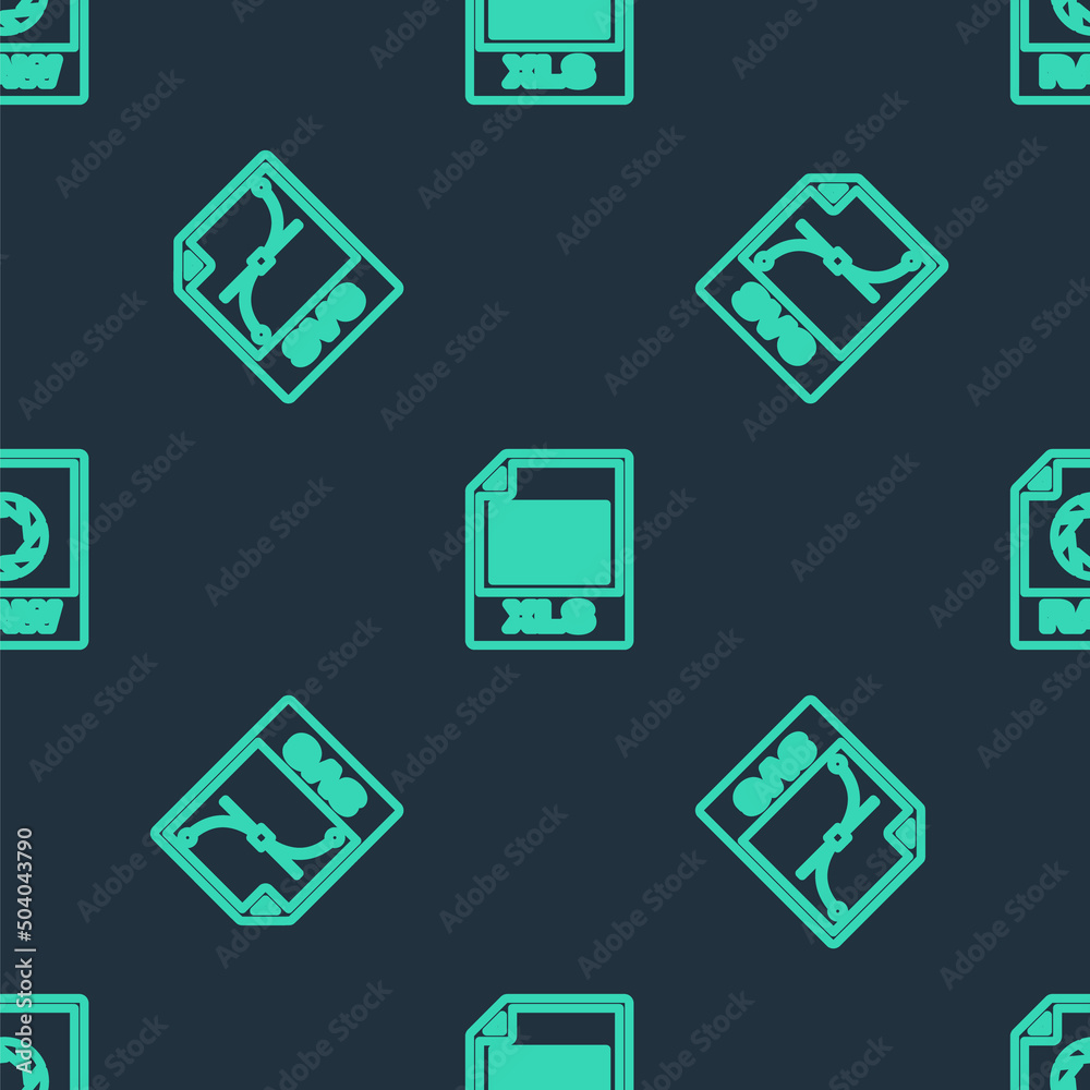 Set line XLS file document, SVG and RAW on seamless pattern. Vector Set line XLS file document, SVG and RAW on seamless pattern. Vector