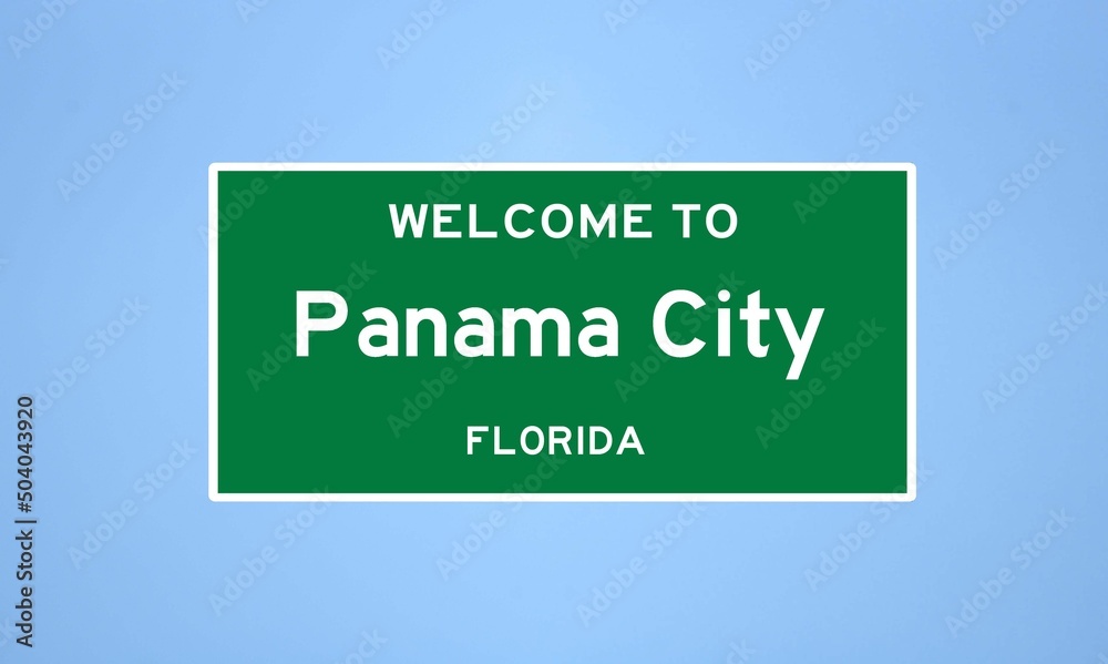Panama City, Florida city limit sign. Town sign from the USA.