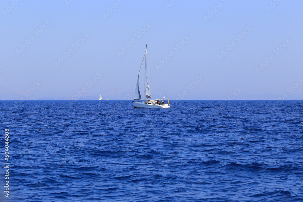 Sailing yacht on the sea in Greece