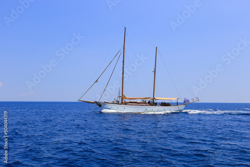 Sailing yacht on the sea in Greece