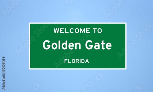 Golden Gate, Florida city limit sign. Town sign from the USA.