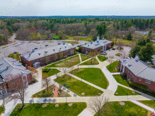 Middlesex Community College Bedford Campus aerial view in 591 Springs Road in town of Bedford, Massachusetts MA, USA.   photo