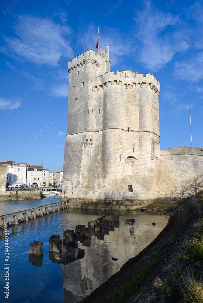 Medieval castle tower at the harbour of La Rochelle, Charente-Maritime, France