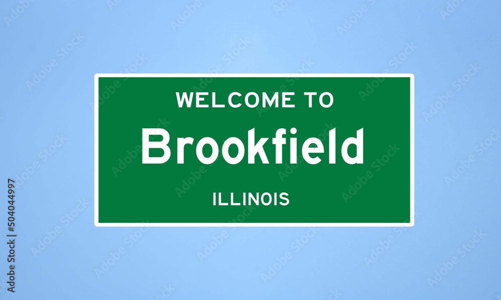 Brookfield, Illinois city limit sign. Town sign from the USA.