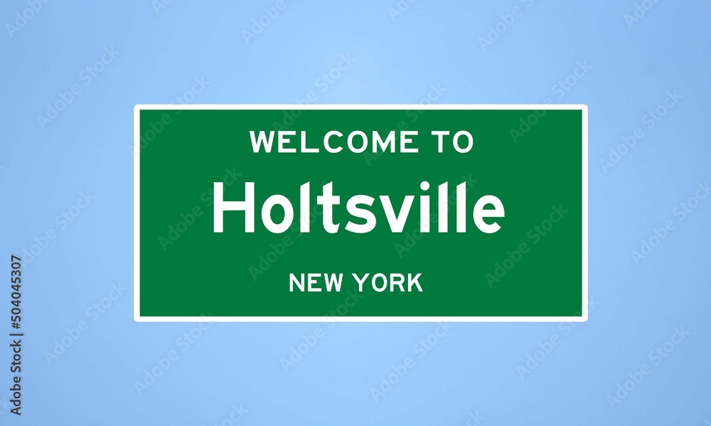 Holtsville, New York city limit sign. Town sign from the USA.
