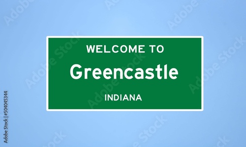 Greencastle, Indiana city limit sign. Town sign from the USA. photo