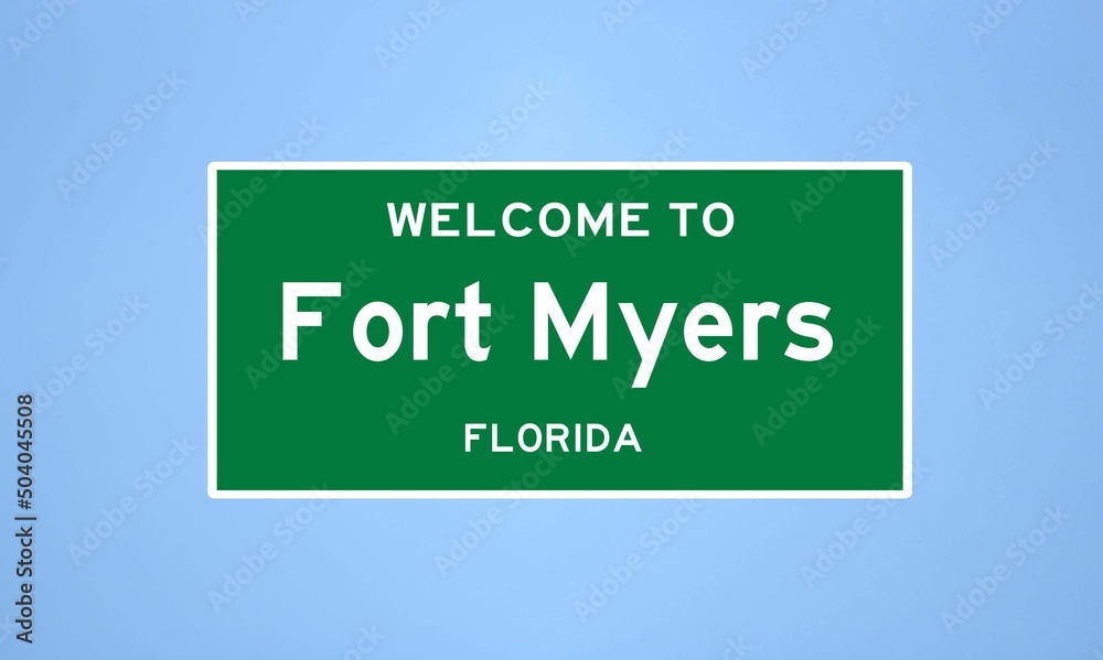 Fort Myers, Florida city limit sign. Town sign from the USA.