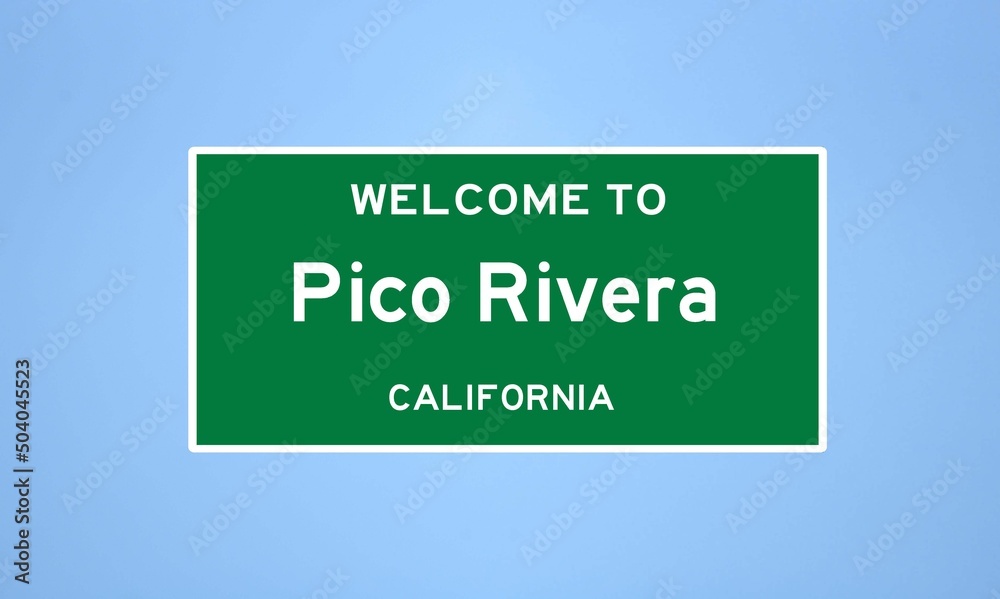 Pico Rivera, California city limit sign. Town sign from the USA.