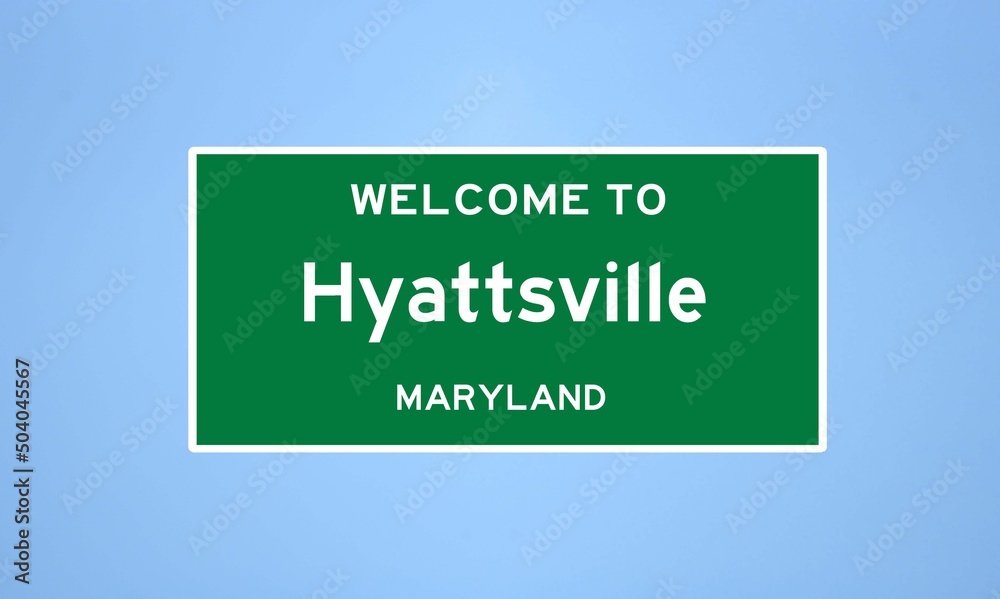 Hyattsville, Maryland city limit sign. Town sign from the USA.