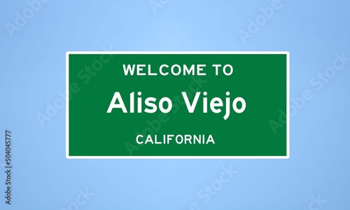 Aliso Viejo  California city limit sign. Town sign from the USA.