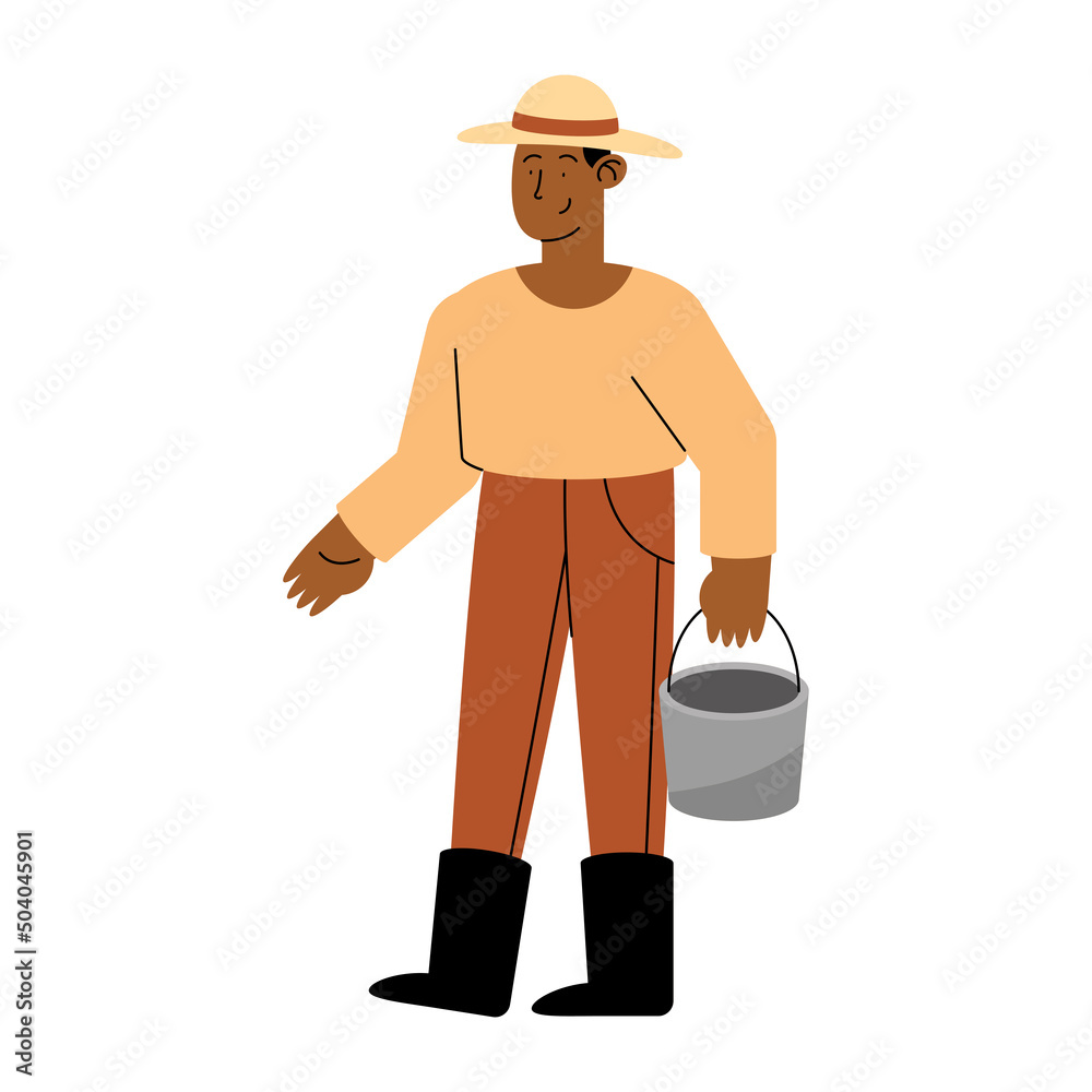 afro farmer with bucket afro farmer with bucket
