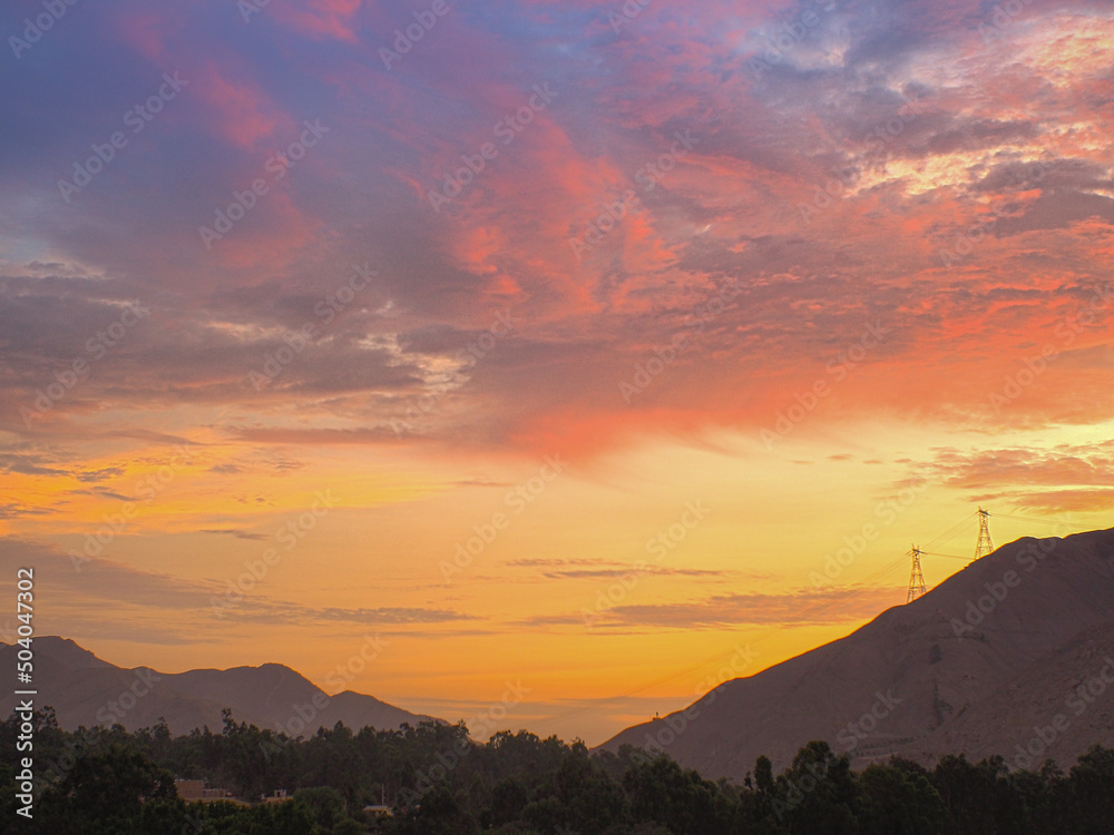 Sunset in the Cieneguilla Valley in Lima, Peru	