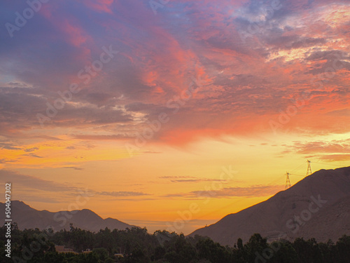 Sunset in the Cieneguilla Valley in Lima, Peru 