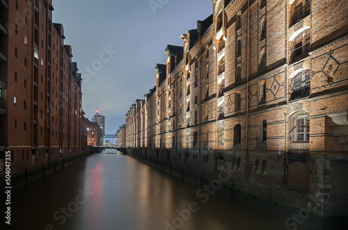 Fototapeta Naklejka Na Ścianę i Meble -  Speicherstadt is the historic district in Hamburg and a UNESCO World Cultural Heritage