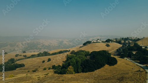 smoke from fires in california. aerial view of the top of Mount Hamilton, San Jose, California photo
