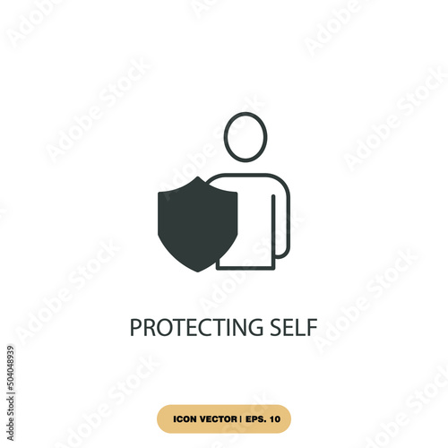 protecting self icons  symbol vector elements for infographic web