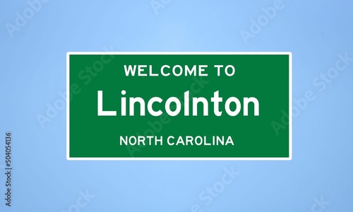 Lincolnton, North Carolina city limit sign. Town sign from the USA. photo