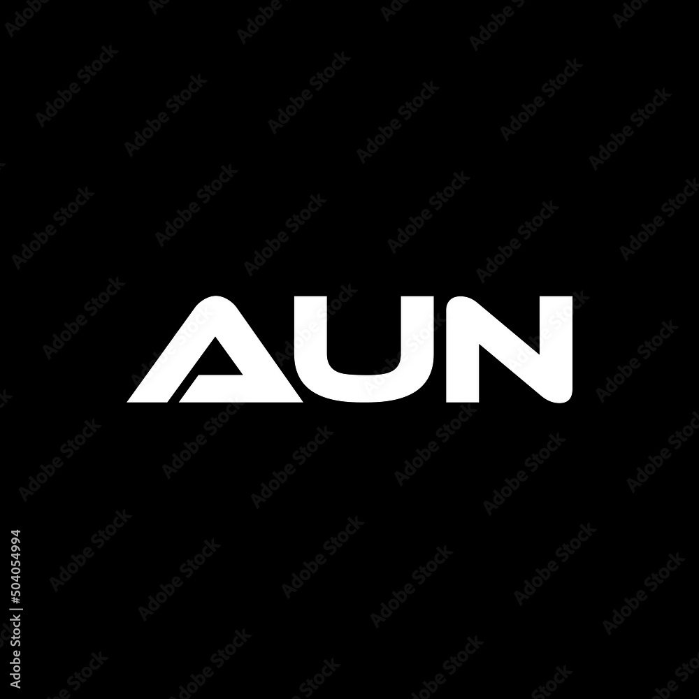 AUN letter logo design with black background in illustrator, vector logo modern alphabet font overlap style. calligraphy designs for logo, Poster, Invitation, etc.