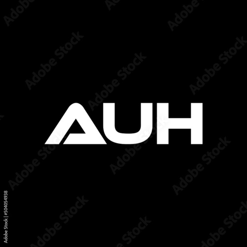 AUH letter logo design with black background in illustrator, vector logo modern alphabet font overlap style. calligraphy designs for logo, Poster, Invitation, etc.